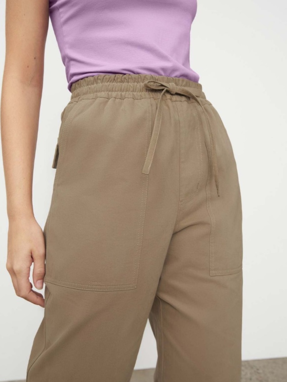 Kowtow Pants Dune Cargo Cotton in Taupe - Picture 3 of 7